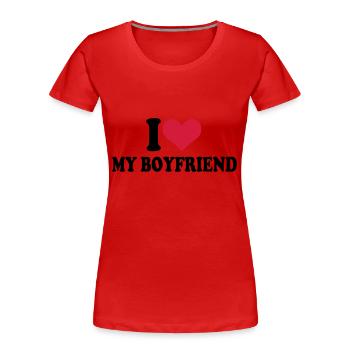 I love my boyfriend - Frauen Premium Bio T-Shirt - Rot - Vorne - Mia (176cm)