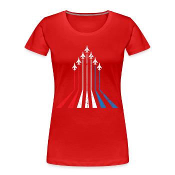 Drapeau américain USA Airplane Jet Fighter 4 juillet - T-shirt bio Premium Femme - rouge - Devant - Mia (176cm)