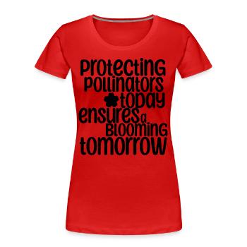 Frase - Morgen blühen - Flor - Frauen Premium Bio T-Shirt - Rot - Vorne - Mia (176cm)