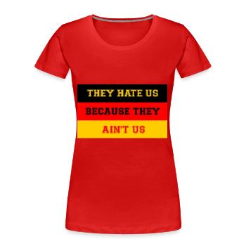 Deutschlandflagge Deutsch Germany - Frauen Premium Bio T-Shirt - Rot - Vorne - Mia (176cm)