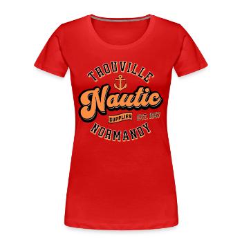 Trouville nautic supplies Normandy - T-shirt bio Premium Femme - rouge - Devant - Mia (176cm)