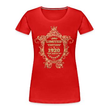 Édition limitée 1920 - T-shirt bio Premium Femme - rouge - Devant - Mia (176cm)
