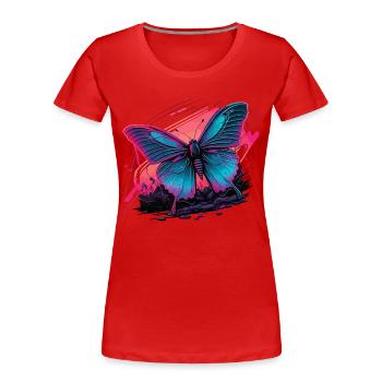 Retrofuturistische Schönheit des Schmetterlings - Frauen Premium Bio T-Shirt - Rot - Vorne - Mia (176cm)