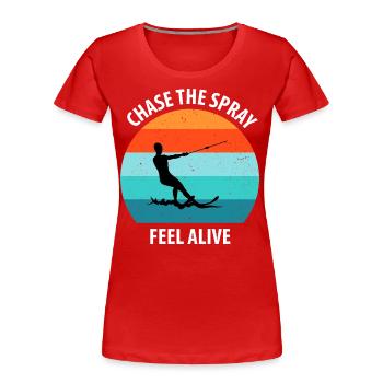 Ski nautique, ski nautique, skieurs nautiques - T-shirt bio Premium Femme - rouge - Devant - Mia (176cm)