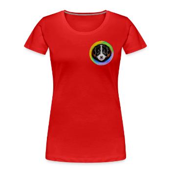 Regenbogen Hund Australian Shepherd - Frauen Premium Bio T-Shirt - Rot - Vorne - Mia (176cm)