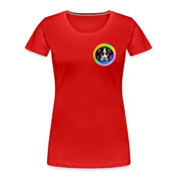 Regenbogen Hund Australian Shepherd - Frauen Premium Bio T-Shirt - Rot - Vorne - Mia (176cm)