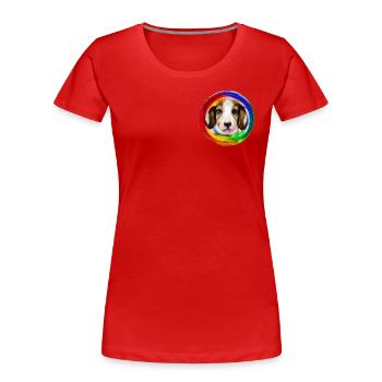 Regenbogen Hund Basset Hound - Frauen Premium Bio T-Shirt - Rot - Vorne - Mia (176cm)
