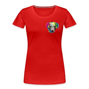 Weimaraner in Farbe - Frauen Premium Bio T-Shirt - Rot - Vorne - Mia (176cm)