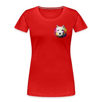 West Highland White Terrier in Farbe - Frauen Premium Bio T-Shirt - Rot - Vorne - Mia (176cm)