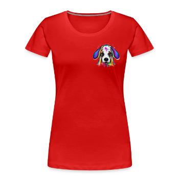 Basset-Hound in Farbe - Frauen Premium Bio T-Shirt - Rot - Vorne - Mia (176cm)