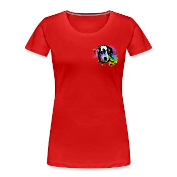 Australian Shepherd Design - bunt - Frauen Premium Bio T-Shirt - Rot - Vorne - Mia (176cm)