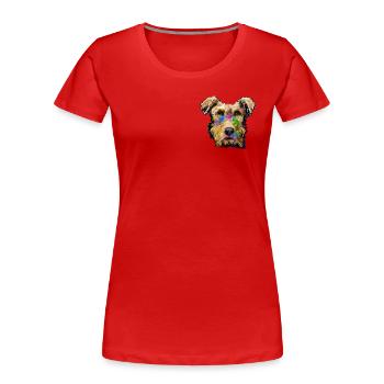 Airedale Terrier Design in Farbe - Frauen Premium Bio T-Shirt - Rot - Vorne - Mia (176cm)