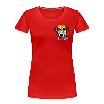 American Foxhound Design in Farbe - Frauen Premium Bio T-Shirt - Rot - Vorne - Mia (176cm)