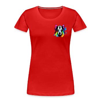 Border Collie Design in Farbe - Frauen Premium Bio T-Shirt - Rot - Vorne - Mia (176cm)
