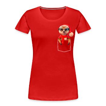 Suricate X-Mas Poche de poche de poitrine suricate - T-shirt bio Premium Femme - rouge - Devant - Mia (176cm)