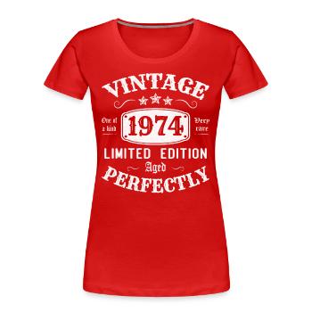 Vintage 1974 Limited Edition Perfectly Aged - Women's Premium Organic T-Shirt - red - Front - Mia (176cm)