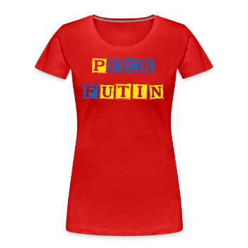 Puck Futin Ukraine - Frauen Premium Bio T-Shirt - Rot - Vorne - Mia (176cm)