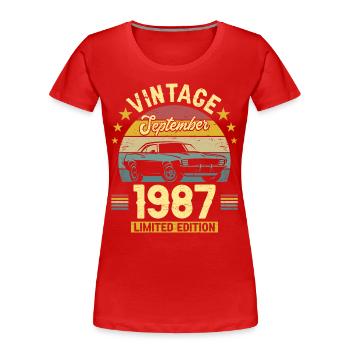 Vintage September 1987 35 years Anniversary - Women's Premium Organic T-Shirt - red - Front - Mia (176cm)