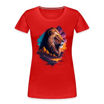 Abstract illustration of lion - Women's Premium Organic T-Shirt - red - Front - Mia (176cm)