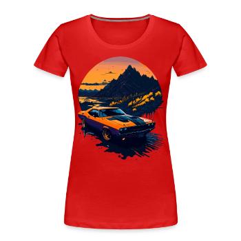 Klassischer Sportwagen - Frauen Premium Bio T-Shirt - Rot - Vorne - Mia (176cm)