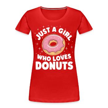 Donut Donuts Candy Bagel - Women's Premium Organic T-Shirt - red - Front - Mia (176cm)
