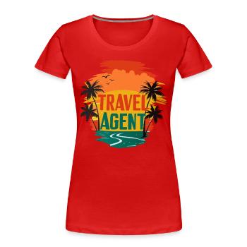Agent de voyage Plage de mer d’été avec palmiers - T-shirt bio Premium Femme - rouge - Devant - Mia (176cm)