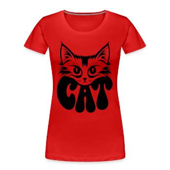 Drôle de Chat Visage De Chat Drôle Les Chats - T-shirt bio Premium Femme - rouge - Devant - Mia (176cm)