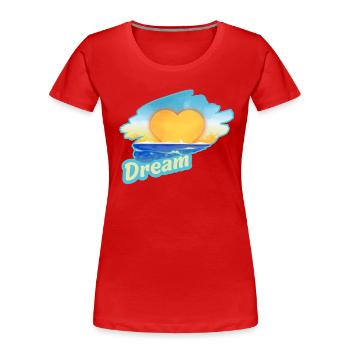 Sunset by the sea in heart shape - Women's Premium Organic T-Shirt - red - Front - Mia (176cm)