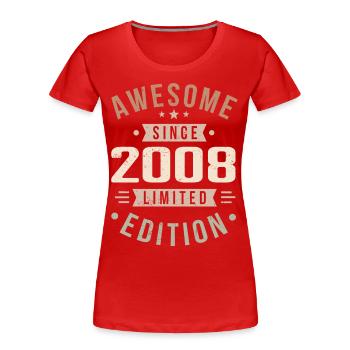 Original 2008 Vintage Vintage Birthday 2008 - Women's Premium Organic T-Shirt - red - Front - Mia (176cm)