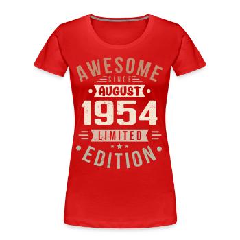 August 1954 Birthday in August 1954 Vintage 1954 - Women's Premium Organic T-Shirt - red - Front - Mia (176cm)
