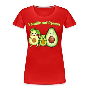 Avocado Familie auf Reisen - Frauen Premium Bio T-Shirt - Rot - Vorne - Mia (176cm)