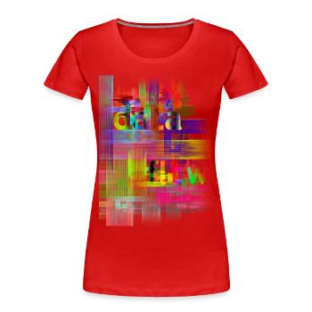 DATA FLOW - Frauen Premium Bio T-Shirt - Rot - Vorne - Mia (176cm)