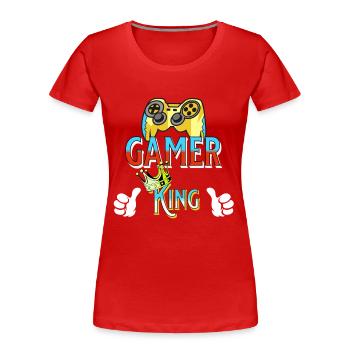 Gamer King - Frauen Premium Bio T-Shirt - Rot - Vorne - Mia (176cm)