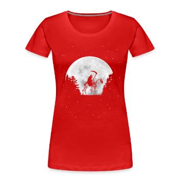 Faucheuse avec capot et crâne - Pleine lune - T-shirt bio Premium Femme - rouge - Devant - Mia (176cm)