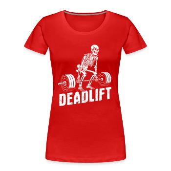Skelett, Deadlift, Kraftsport, Training - Frauen Premium Bio T-Shirt - Rot - Vorne - Mia (176cm)