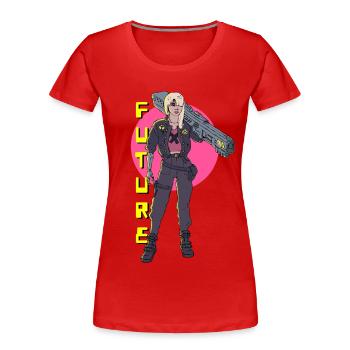Cyberpunk Girl - Women's Premium Organic T-Shirt - red - Front - Mia (176cm)