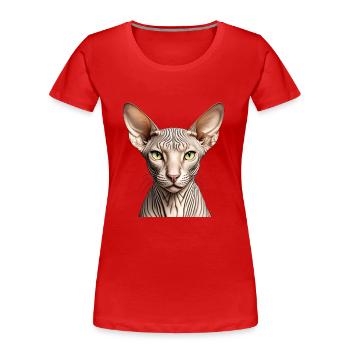 Chat Sphynx - T-shirt bio Premium Femme - rouge - Devant - Mia (176cm)