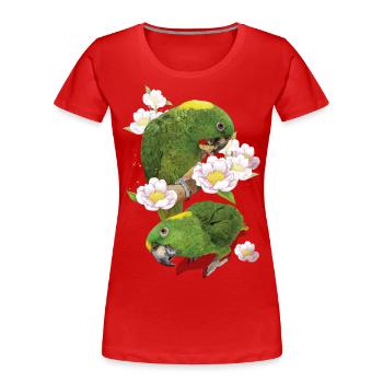 The yellow-naped parrot - Women's Premium Organic T-Shirt - red - Front - Mia (176cm)