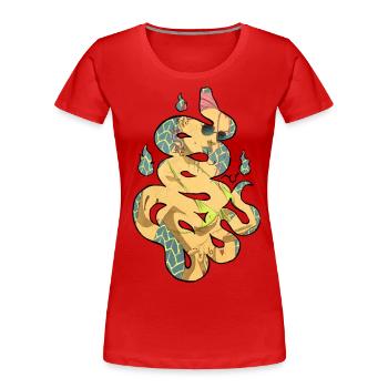 Hebi - Schlange - Frauen Premium Bio T-Shirt - Rot - Vorne - Mia (176cm)