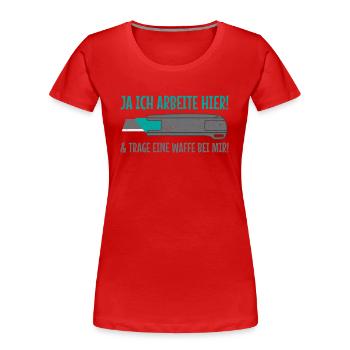 Beruf Drogist Logistiger Cuttermesser Ausbildung - Frauen Premium Bio T-Shirt - Rot - Vorne - Mia (176cm)