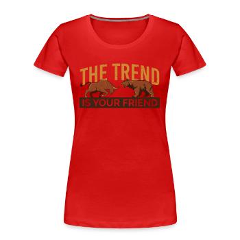 Stock Exchanges Invest Money Bear Market Savings Plan Securities - Women's Premium Organic T-Shirt - red - Front - Mia (176cm)