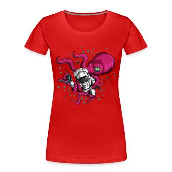 Space costume with octopus alien and cosmonaut - Women's Premium Organic T-Shirt - red - Front - Mia (176cm)
