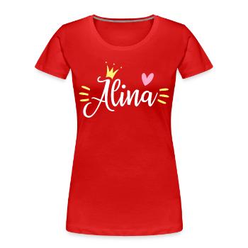 Alina Name Crown - Women's Premium Organic T-Shirt - red - Front - Mia (176cm)
