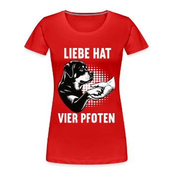 Liebe hat Vier Pfoten Rottweiler Rottie Hund - Frauen Premium Bio T-Shirt - Rot - Vorne - Mia (176cm)