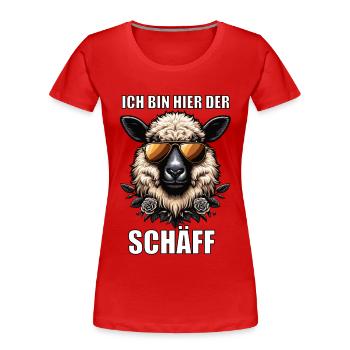 Ich Bin Hier Der Schäff Walliser Schaf Schafe Mäh - Frauen Premium Bio T-Shirt - Rot - Vorne - Mia (176cm)