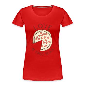 Pizza Love At First Slice - Frauen Premium Bio T-Shirt - Rot - Vorne - Mia (176cm)