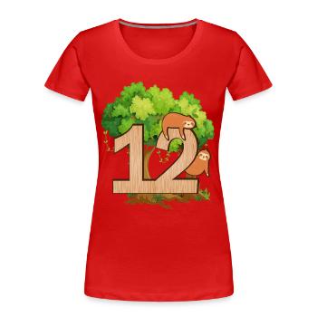 12th birthday | Sloth birthday | Sloth - Women's Premium Organic T-Shirt - red - Front - Mia (176cm)