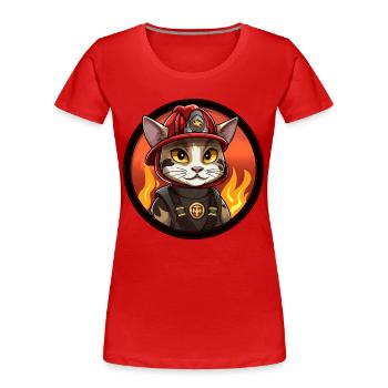 Chats Pompier / Chat pompier - T-shirt bio Premium Femme - rouge - Devant - Mia (176cm)