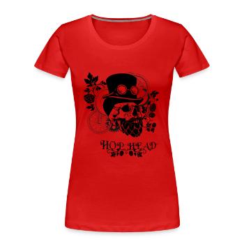Hop-Kopf-Schädel - Frauen Premium Bio T-Shirt - Rot - Vorne - Mia (176cm)
