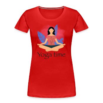 Yoga - Frauen Premium Bio T-Shirt - Rot - Vorne - Mia (176cm)